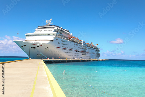 Grand Turk, Turks and Caicos Islands - Cruise ship docked at port Grand Turk on sunny day