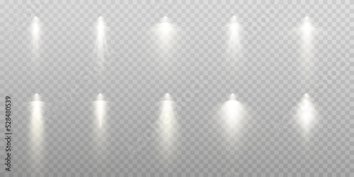 Set of vector spotlights. various forms of light. Stage spotlights. Light effects. Glow light effect. Vector illustration.