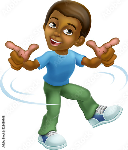 Black Boy Cartoon Kid Child...
