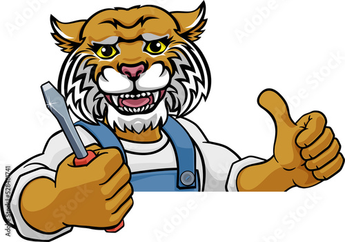 Wildcat Electrician Handyman Holding Screwdriver photo