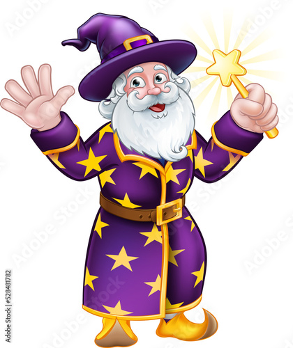 Wizard Cartoon Character with Wand