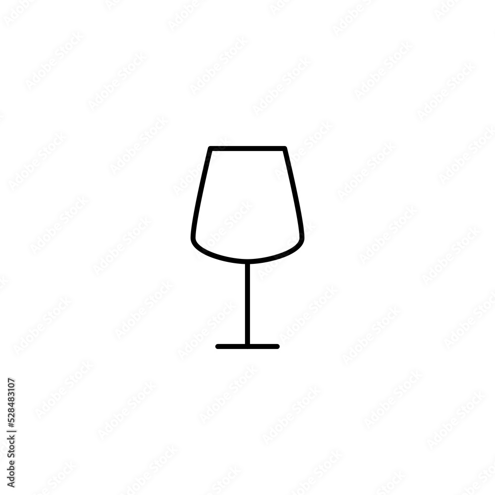 empty red wine glass icon on white background. simple, line, silhouette and clean style. black and white. suitable for symbol, sign, icon or logo