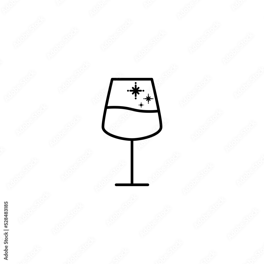 red wine glass icon with cold water on white background. simple, line, silhouette and clean style. black and white. suitable for symbol, sign, icon or logo