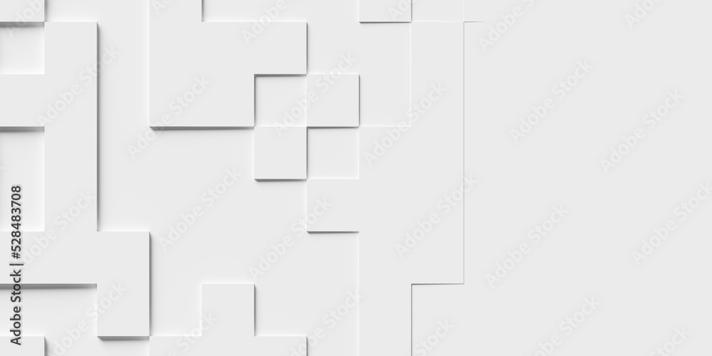 Two-level offset white square cube boxes block background wallpaper banner template with copy space Two-level offset white square cube boxes block background wallpaper banner template with copy space