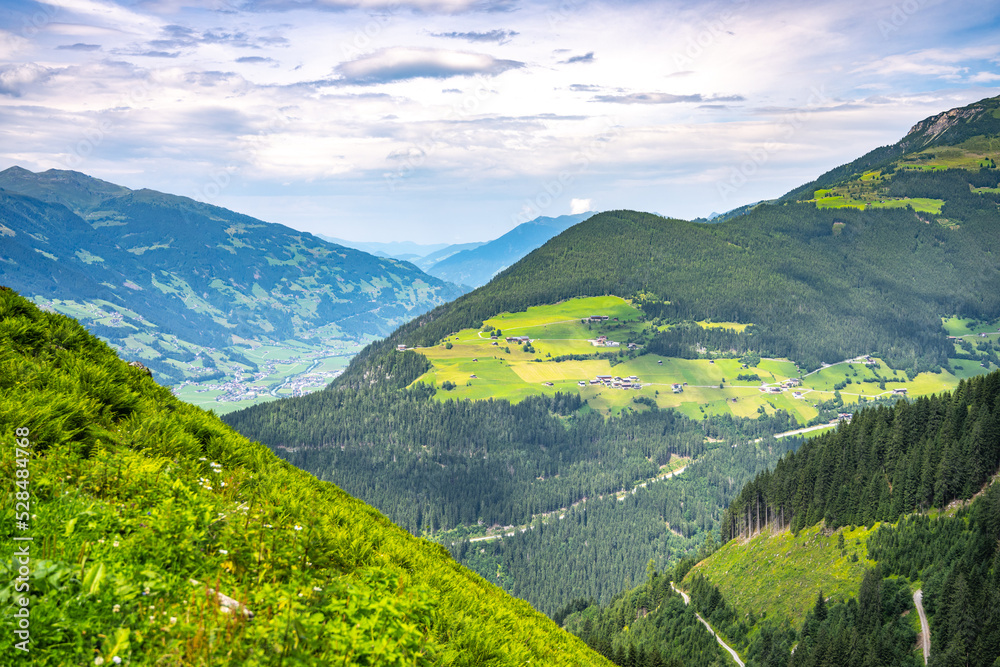 Zillertal valley view from Ahorn