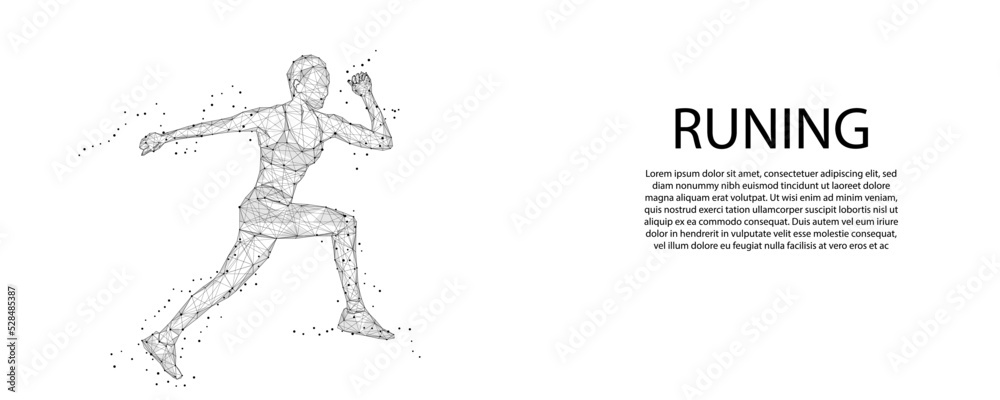 abstract polygon People running from lines, triangles and particles. Low poly wireframe vector illustration. abstract polygon People running from lines, triangles and particles. Low poly wireframe vector illustration.