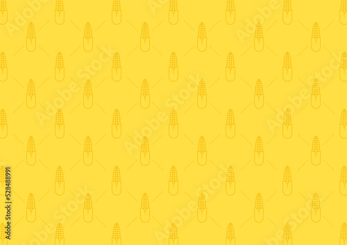 Corn icon. Corn doodle pattern wallpaper. Corn on yellow background.