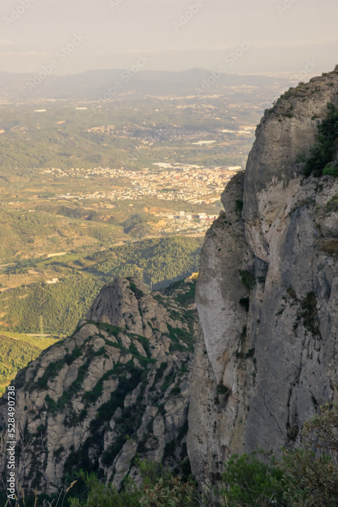 Journey to Montserrat. Views from the mountain. Valley and rocks. Amazing Spain. Picturesque mountain. Mountain climbing.