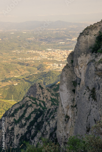 Journey to Montserrat. Views from the mountain. Valley and rocks. Amazing Spain. Picturesque mountain. Mountain climbing.