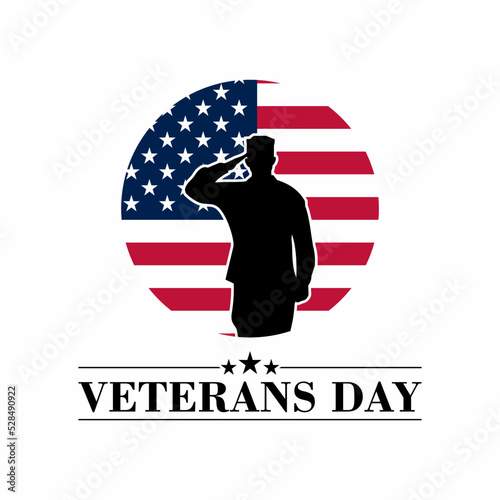 Veterans Day with American Flag and Army Silhouette