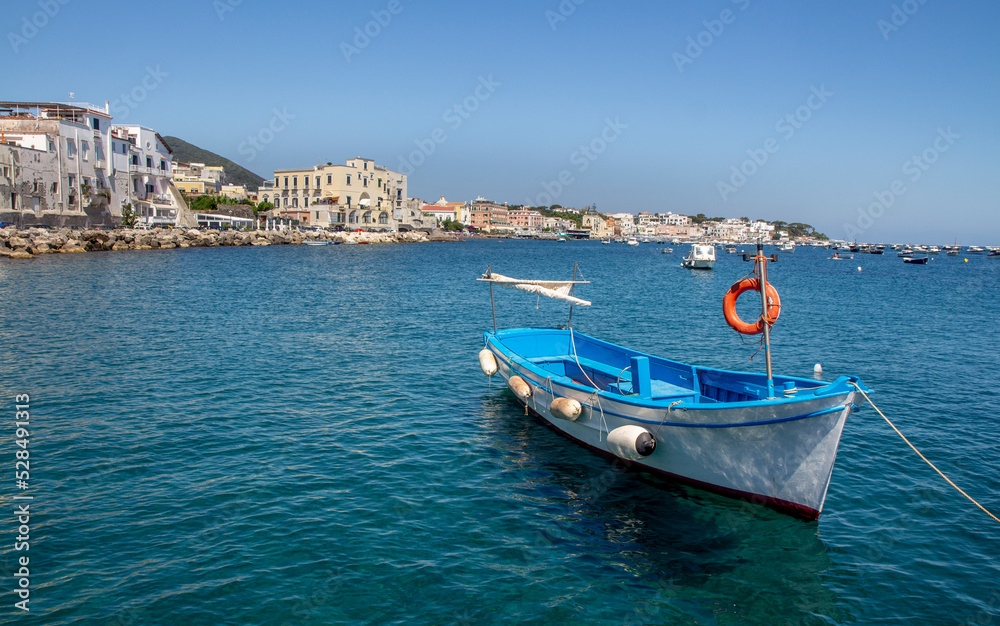 view of Ischia Ponte with sea and boats