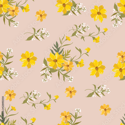Yellow flowers seamless pattern © Weera
