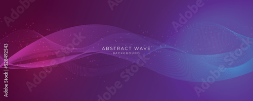 Abstract vector purple wave line flowing isolated on gradient background for design elements in concept technology music science AI