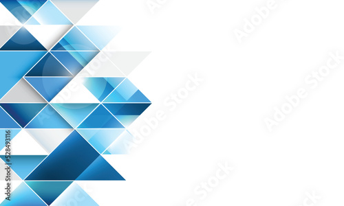 Abstract symmetrical vector blue and white geometric background.