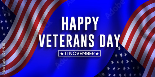happy veterans day vector realistic flag background