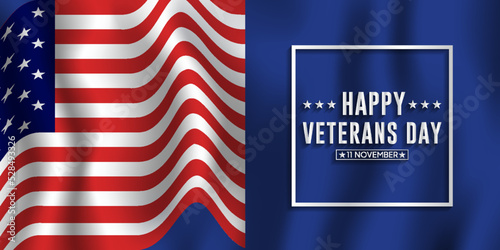 happy veterans day design with 3d design and flag background