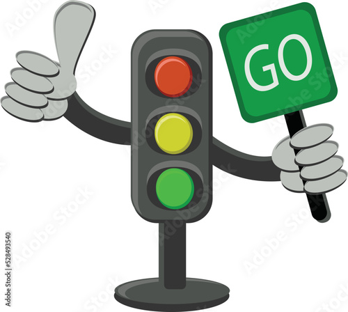 Illustration of red traffic light with traffic sign. Good for children and educational product