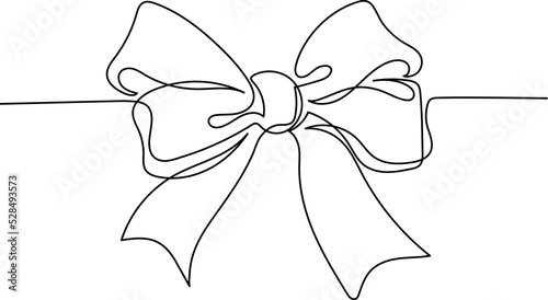 Christmas Holly Decoration Bow-knot. Continuous line drawing. Vector illustration Continuous line