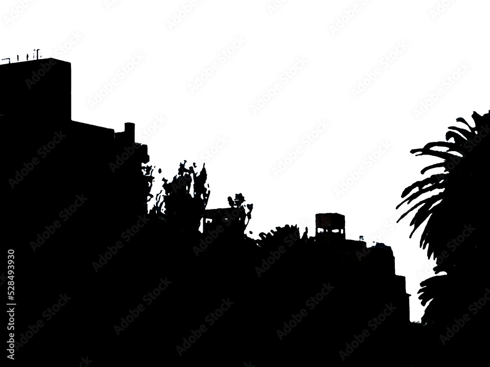 Fototapeta premium Silhouette urban scene isolated
