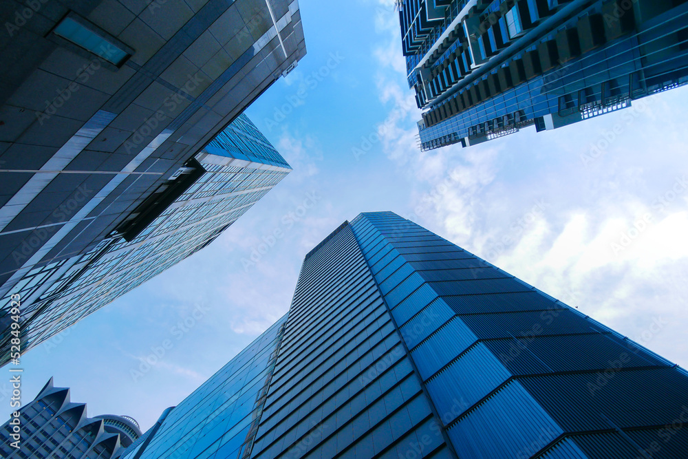 Samolepka low angle view of singapore city buildings.