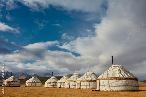 Yurts in the steppes of Kyrgyzstan #528495946