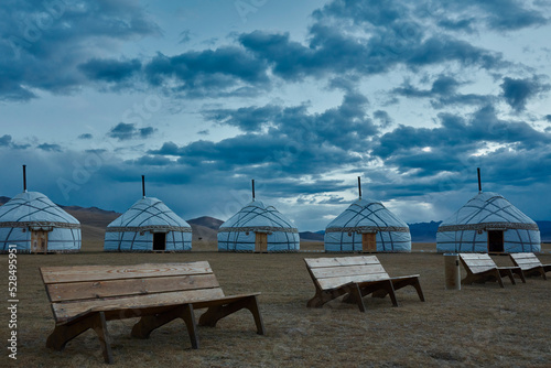 Yurts in the steppes of Kyrgyzstan #528495951