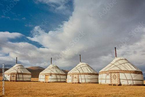 Yurts in the steppes of Kyrgyzstan #528495964