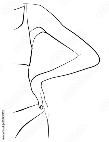 Feminine body shapes. A girl in a swimsuit of one line.