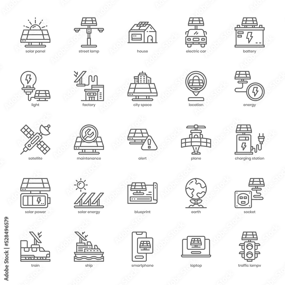 Solar Energy icon pack for your website design, logo, app, UI. Solar Energy icon outline design. Vector graphics illustration and editable stroke. Solar Energy icon pack for your website design, logo, app, UI. Solar Energy icon outline design. Vector graphics illustration and editable stroke.