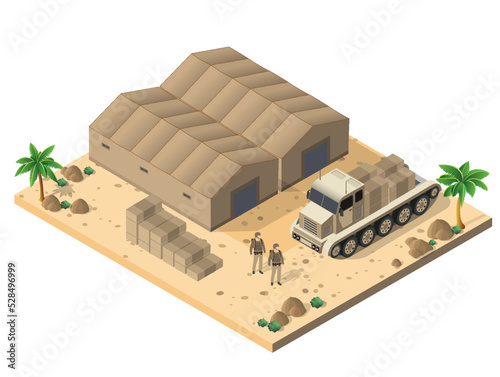 Module base camp object element for building design army armed