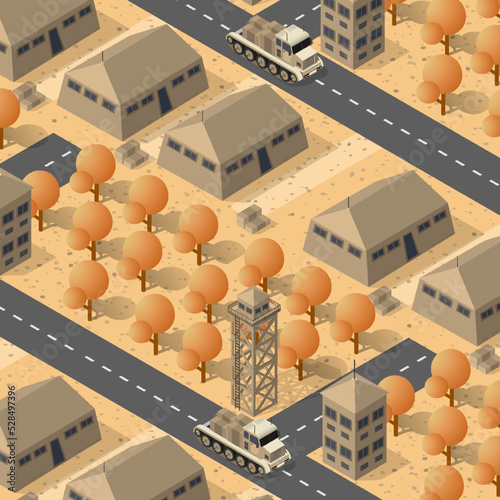 Background 3D illustration army armed troop isometric armed military