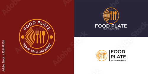 Food group logo design with creative modern concept premium vector
