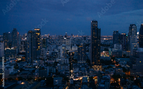Bangkok's skyline at blue hour