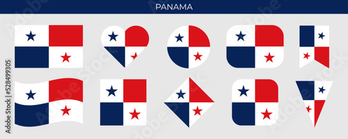 Panama flag set. Vector illustration isolated on white background