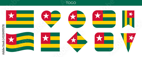 Togo flag set. Vector illustration isolated on white background Free Download Togo flag set. Vector illustration isolated on white background - GFXLoad