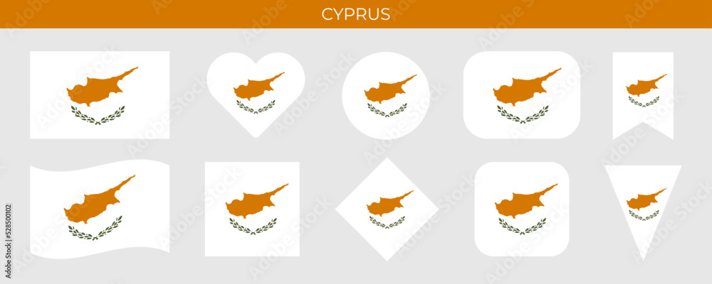 Cyprus flag set. Vector illustration isolated on white background