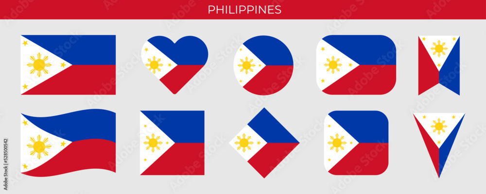 Philippines flag set. Vector illustration isolated on white background Philippines flag set. Vector illustration isolated on white background