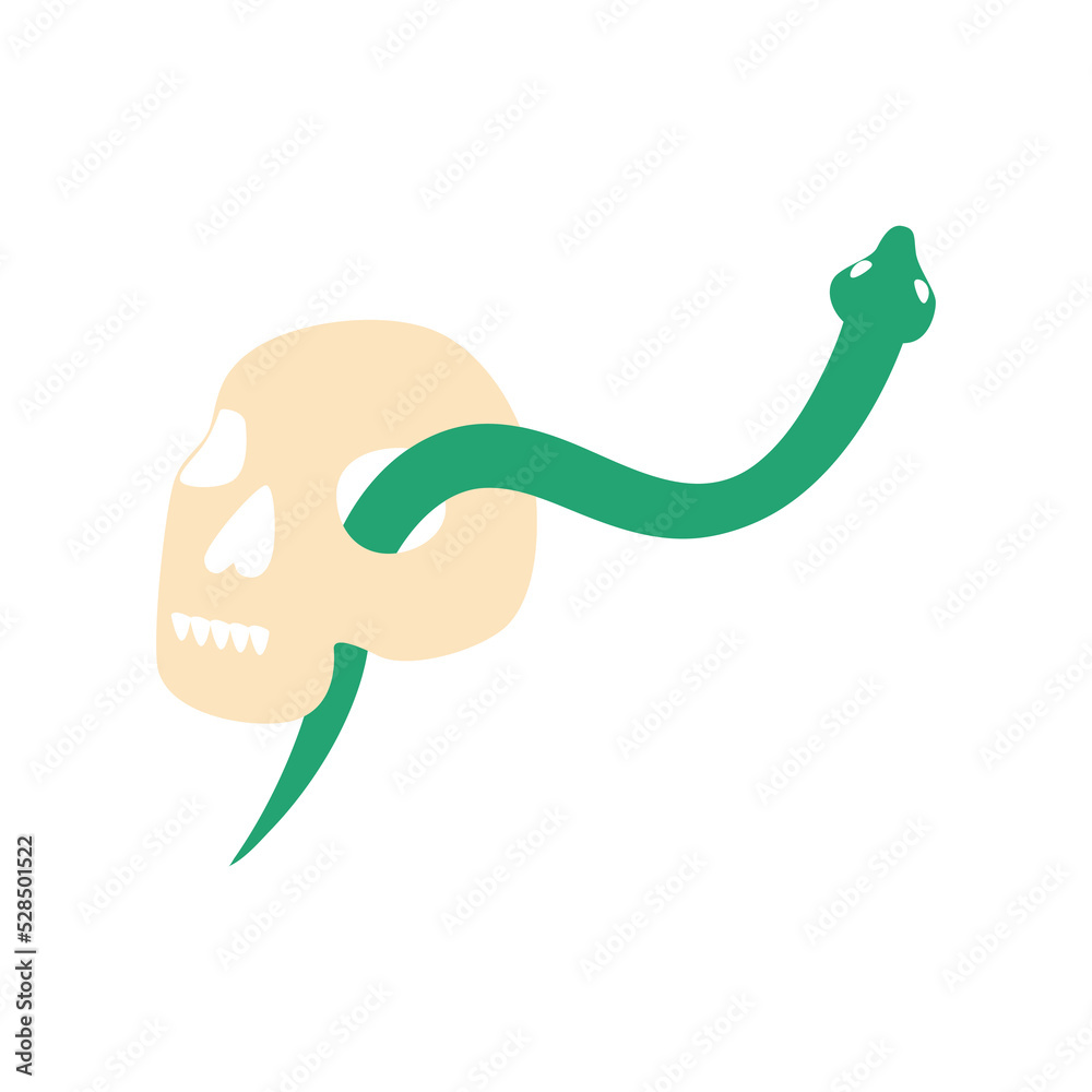 Witches school of magical objects in flat style. Broom, candle, skull, zipper, scarf, hat, potion, glasses, knife Witches school of magical objects in flat style. Broom, candle, skull, zipper, scarf, hat, potion, glasses, knife