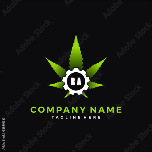 Initial RA  Marijuana & Gear Logo Vector Art & Graphics