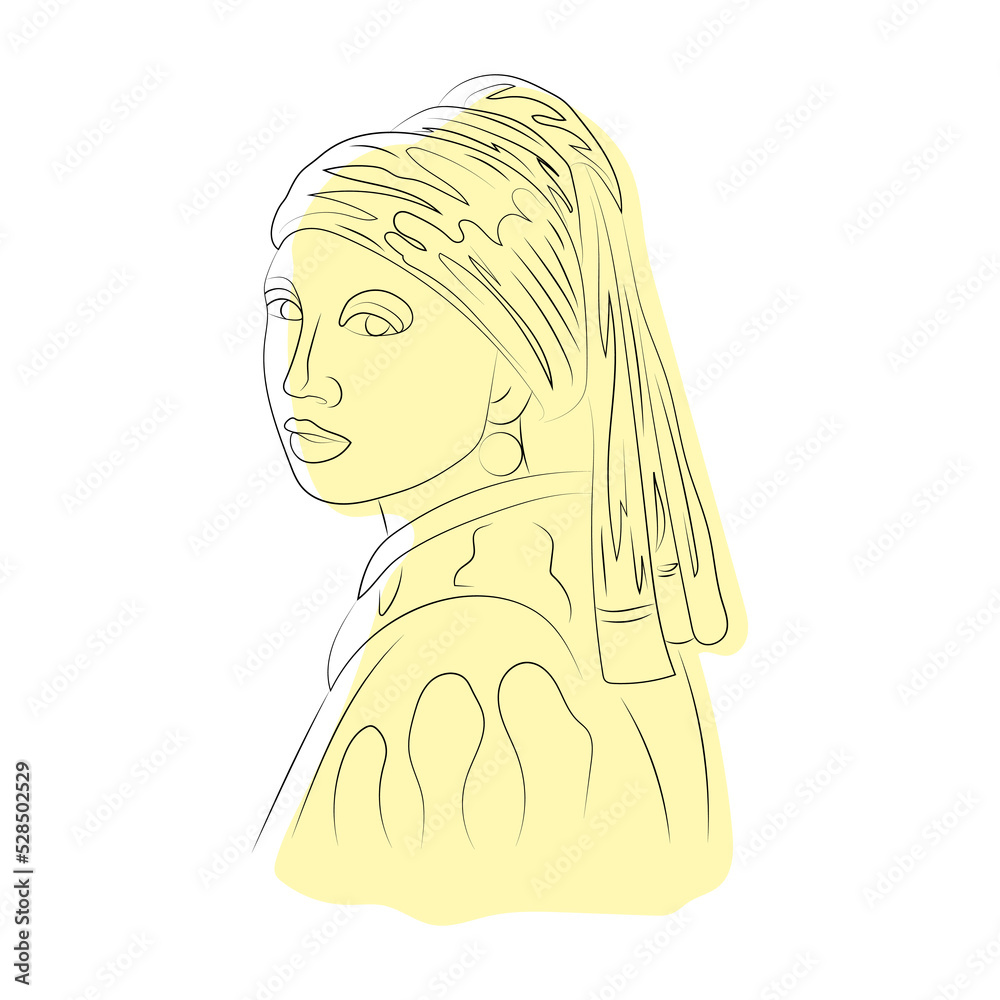 Girl with a Pearl Earring line art, color spots Girl with a Pearl Earring line art, color spots