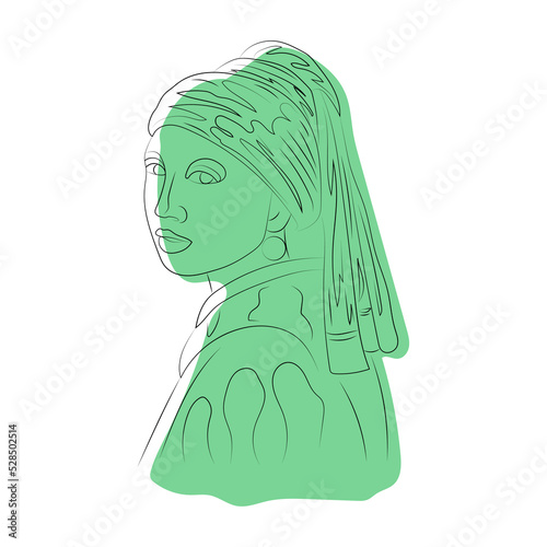 Girl with a Pearl Earring line art, color spots