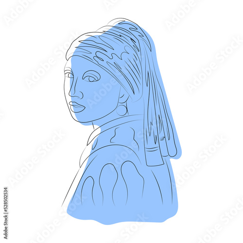 Girl with a Pearl Earring line art, color spots