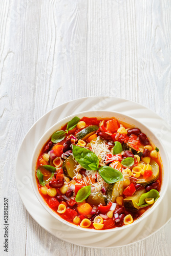 italian minestrone with beans, zucchini and pasta