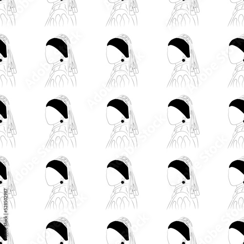 Girl with a Pearl Earring line art, pattern, textile