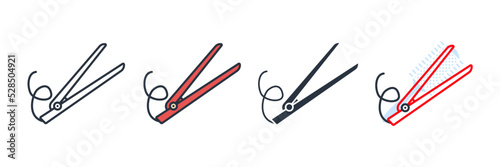 styling iron icon logo vector illustration. Hair straightener symbol template for graphic and web design collection