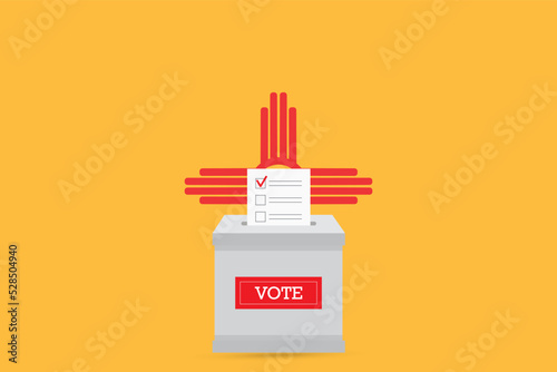 State flag and ballot box. Presidential elections in New Mexico