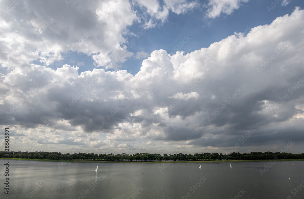 clouds in the sky and a large amount of water in outdoor places