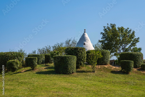 View of the well-known trullo on the Adelberg near Flonheim/Germany in Rheinhessen