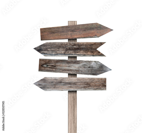 Wood arrow sign isolated on transparent background - PNG format. © banphote