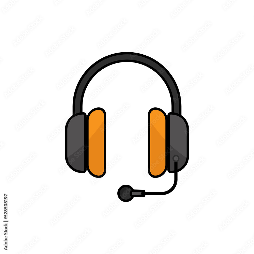 Headphone icon. Icon related to electronic, technology. Lineal color icon style, colored. Simple design editable